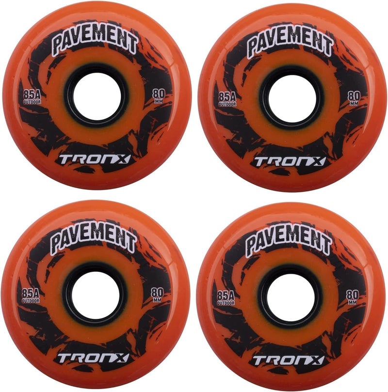 TronX Outdoor Asphalt Pavement 85A Inline Roller Hockey Wheels 4 Pack | 59mm, 68mm, 72mm, 76mm, 80mm Sizes Hi-Lo - Image 1